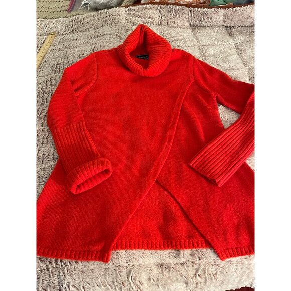 G By Giuliana Red Turtleneck Sweater Women S, Ribbed Sleeves & Asymmetrical Hem - Picture 7 of 16